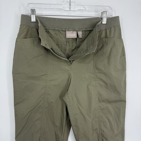 Chicos 0.5 size Small Fitigues Christa Straight Leg Capri Crop Pants Olive Green - Picture 4 of 9